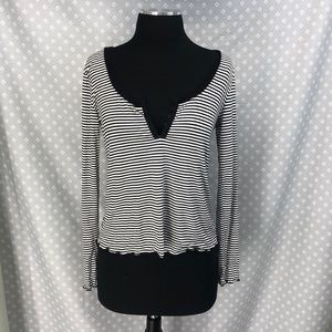 Striped Lettuce Hem Shirt